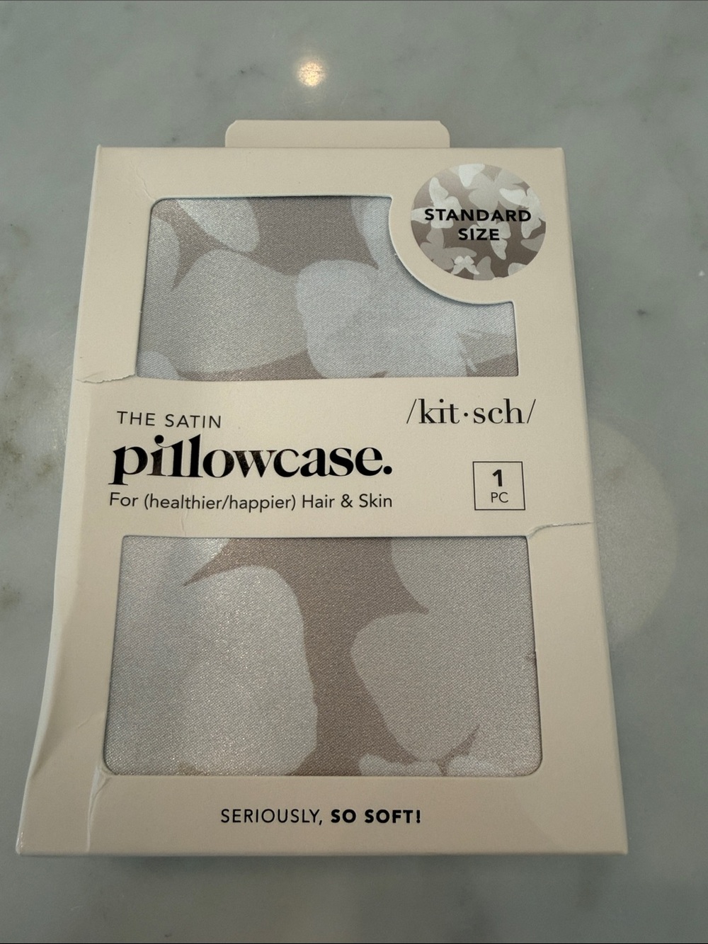 Kitsch Satin Pillowcase, Standard size, Butterfly, new in box